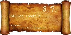 Billes Tamás névjegykártya